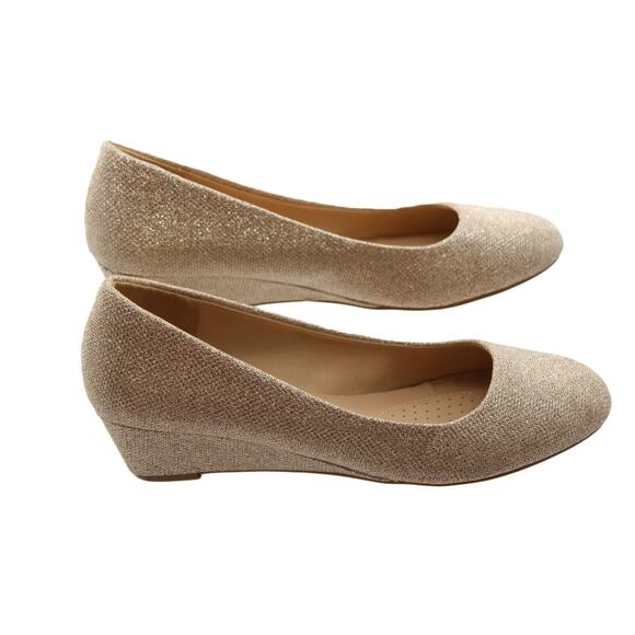 DREAM PAIRS Women's Debbie Gold Glitter Mid Wedge Heel Pump Shoes Size 11M US - Picture 1 of 9